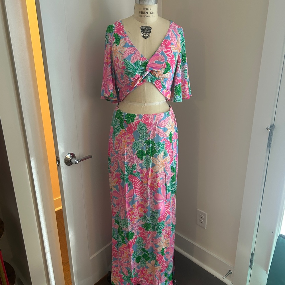 Lilly Pulitzer Pink and Green Floral Skirt Set - Picture 3 of 7
